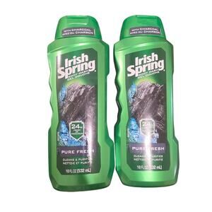 Irish Spring Pure Fresh Charcoal Body Wash- Lot of 2